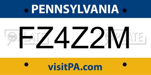 FZ4Z2M Pennsylvania License Plate
