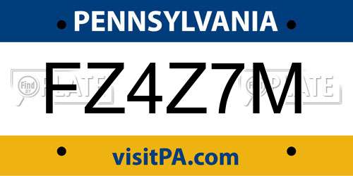 FZ4Z7M Pennsylvania License Plate