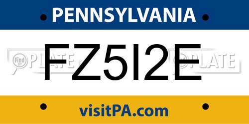 FZ5I2E Pennsylvania License Plate