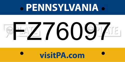 FZ76097 Pennsylvania License Plate
