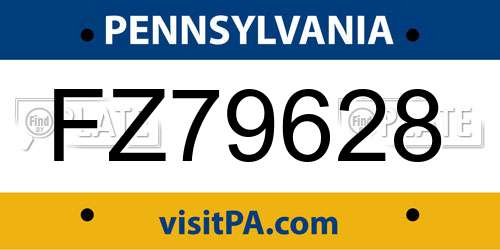 FZ79628 Pennsylvania License Plate
