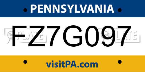 FZ7G097 Pennsylvania License Plate