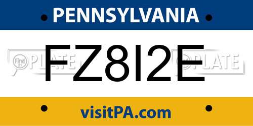 FZ8I2E Pennsylvania License Plate