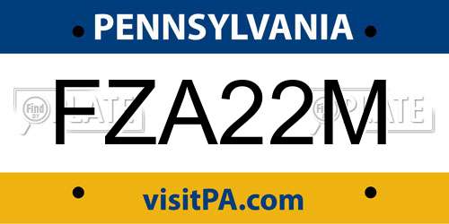 FZA22M Pennsylvania License Plate