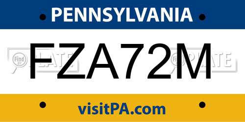 FZA72M Pennsylvania License Plate