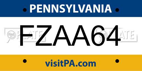 FZAA64 Pennsylvania License Plate
