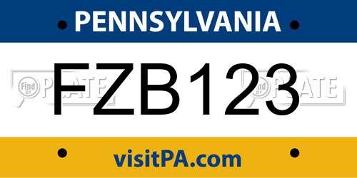 FZB123 Pennsylvania License Plate