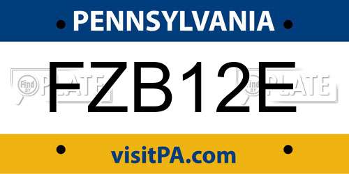 FZB12E Pennsylvania License Plate