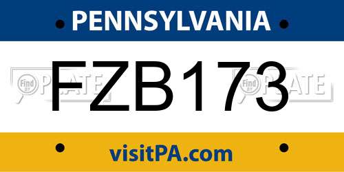 FZB173 Pennsylvania License Plate