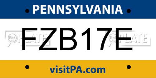 FZB17E Pennsylvania License Plate