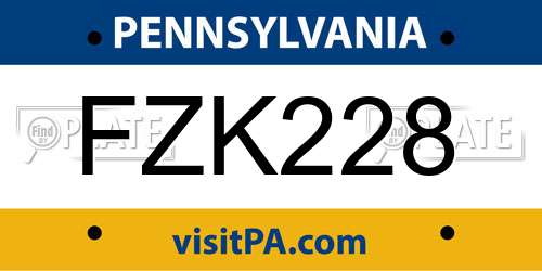 FZK228 Pennsylvania License Plate