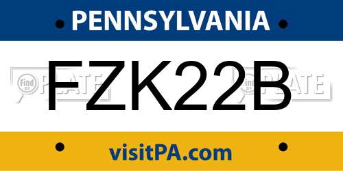 FZK22B Pennsylvania License Plate