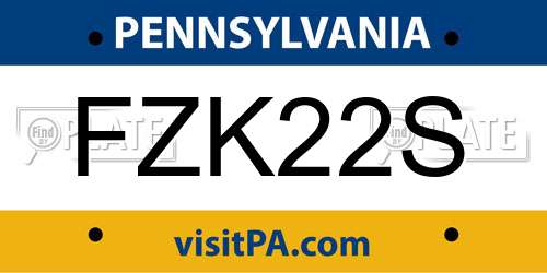 FZK22S Pennsylvania License Plate