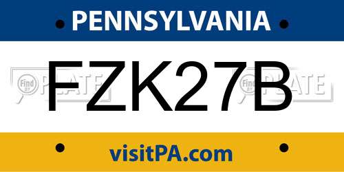 FZK27B Pennsylvania License Plate
