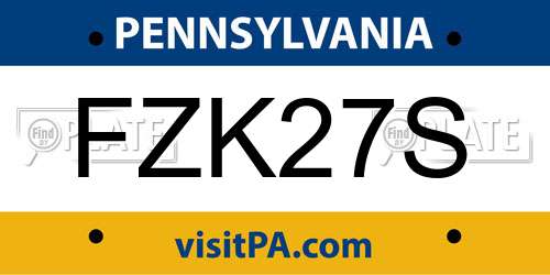 FZK27S Pennsylvania License Plate