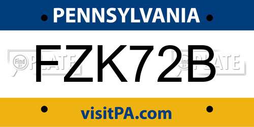 FZK72B Pennsylvania License Plate