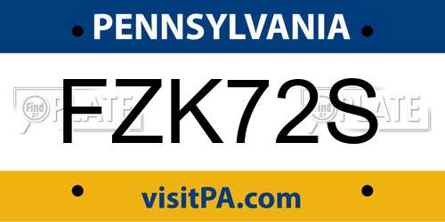 FZK72S Pennsylvania License Plate