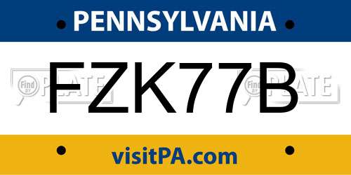 FZK77B Pennsylvania License Plate