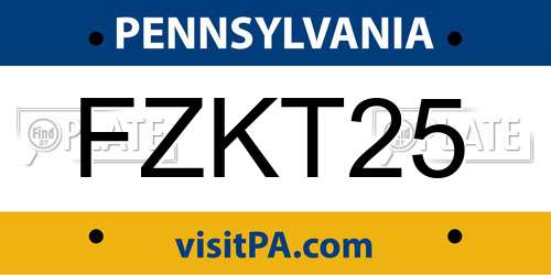 FZKT25 Pennsylvania License Plate