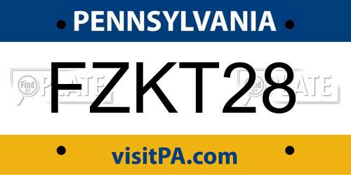 FZKT28 Pennsylvania License Plate
