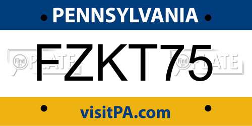 FZKT75 Pennsylvania License Plate