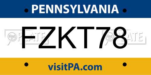 FZKT78 Pennsylvania License Plate