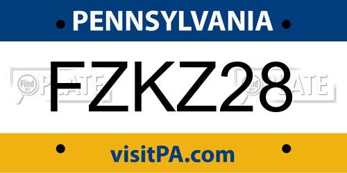 FZKZ28 Pennsylvania License Plate