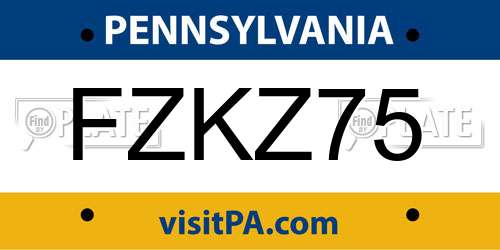 FZKZ75 Pennsylvania License Plate
