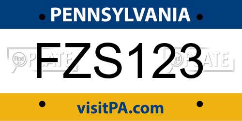 FZS123 Pennsylvania License Plate