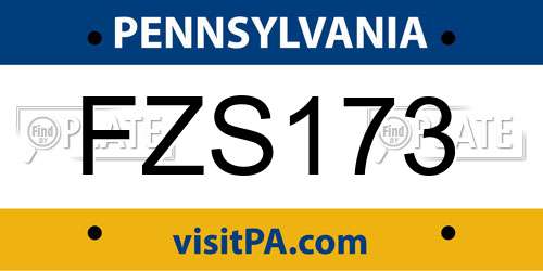 FZS173 Pennsylvania License Plate
