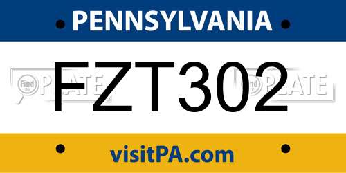 FZT302 Pennsylvania License Plate