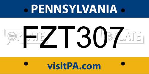 FZT307 Pennsylvania License Plate