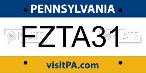 FZTA31 Pennsylvania License Plate