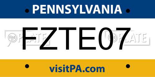 FZTE07 Pennsylvania License Plate