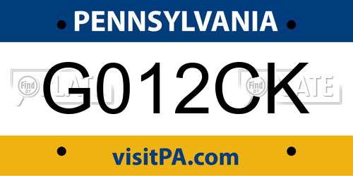 G012CK Pennsylvania License Plate