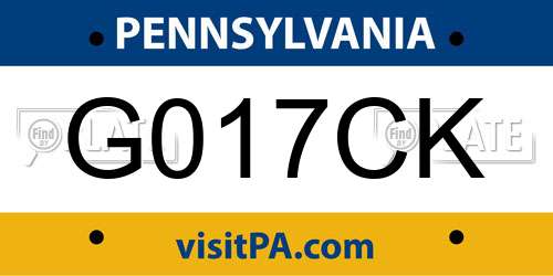 G017CK Pennsylvania License Plate
