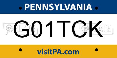 G01TCK Pennsylvania License Plate