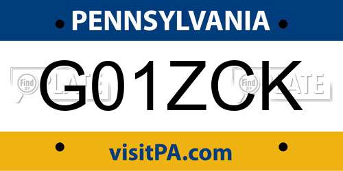 G01ZCK Pennsylvania License Plate