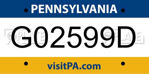 G02599D Pennsylvania License Plate