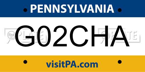 G02CHA Pennsylvania License Plate