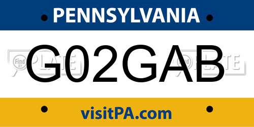 G02GAB Pennsylvania License Plate