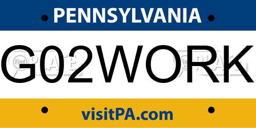 G02WORK Pennsylvania License Plate