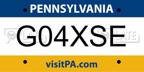 G04XSE Pennsylvania License Plate