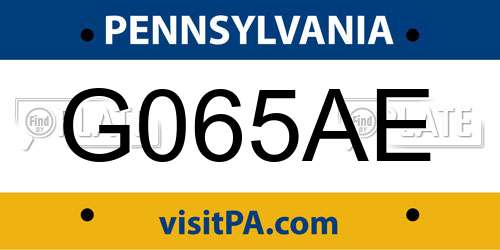 G065AE Pennsylvania License Plate