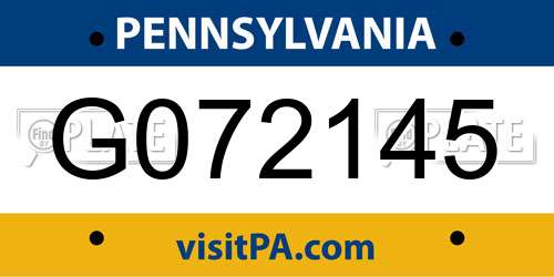 G072145 Pennsylvania License Plate