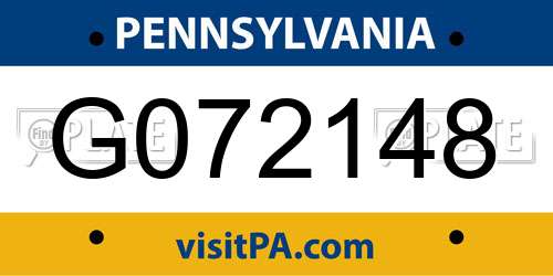 G072148 Pennsylvania License Plate