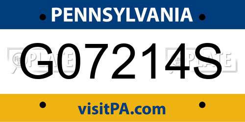 G07214S Pennsylvania License Plate