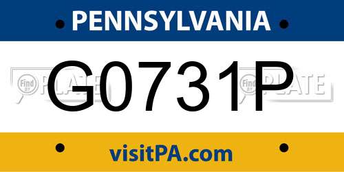 G0731P Pennsylvania License Plate