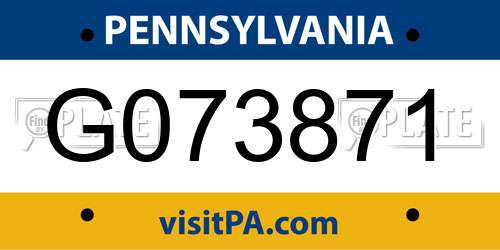 G073871 Pennsylvania License Plate