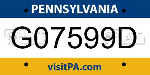 G07599D Pennsylvania License Plate